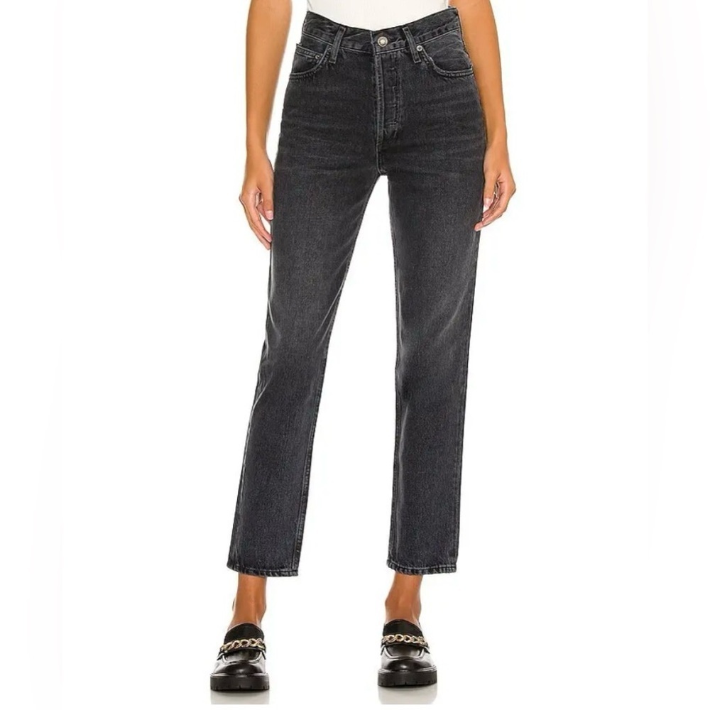 AGOLDE Fen Jeans Relaxed Straight Brushed Black Size 26